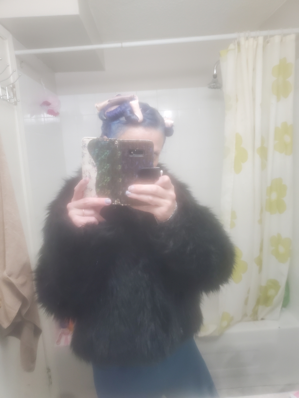 Black Faux Fur Cropped Jacket